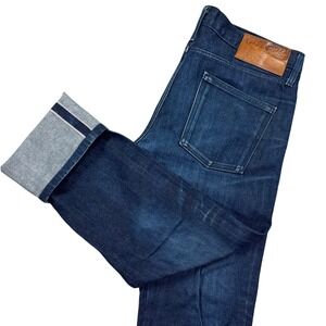 Naked & Famous Jeans Mens 34 Blue Indigo Twill Selvedge Button Fly Skinny Guy